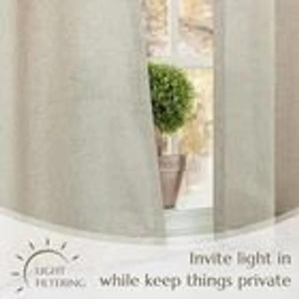Pinch Pleat Cafe Curtains w/Rings 24 W x 28 L Cream/Oatmeal‎ Linen Blend